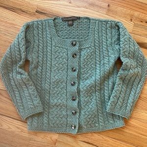Inis Crafts 100% Merino Wool Button Front Cardigan Made in Ireland like new